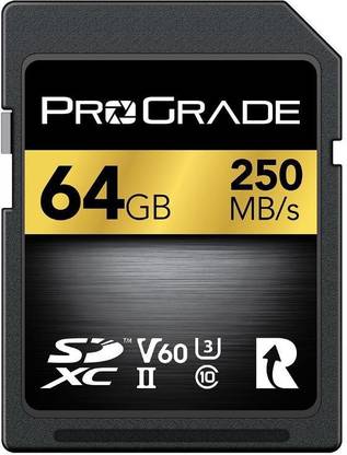 ProGrade Digital PGSD64GBKNA SDXC V60 UHS-II 64 GB SDXC Class 10 250 MB/s  Memory Card Compatible with Camera