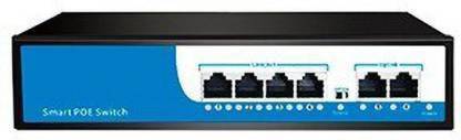 PLS 4 FE + 2 Uplink 10/100 Poe Switch Original Realtek Chipset 4 Port Poe With 2 Uplink Port For CCTV Networking Network Switch (Black) 6 Ports 100 Mbps Smart Network Switch