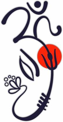 KREEPO 70 cm Alluring Om Inside Shree Ganesh Religious Wall Sticker Self Adhesive Sticker