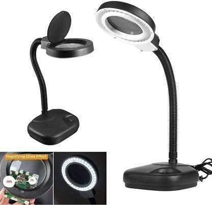 AS TOOL CENTER Hight Adjustable Magnifying Lance Big Size with Flexible Stand and Tube Light Lamp Lance Table Lamp