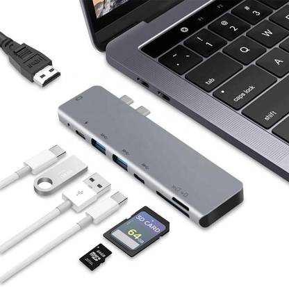 Bestor USB C Hub /Type C Hub for Macbook / 7 in 2 USB-C Splitter Thunderbolt 3 Hub to 4K HDMI Adapter, 2 USB 3.0 Ports,100W PD Charger, Chosure Type C Dongle Compatible with MacBook Pro Air HP XPS and More Type C Devices ks-usb hub USB Hub