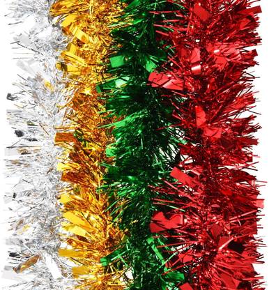 Sk creations 4 Pieces Christmas Tinsel Garland Metallic Tinsel Garland Shiny Christmas Tree Ornaments for Christmas Tinsel Pack of 4