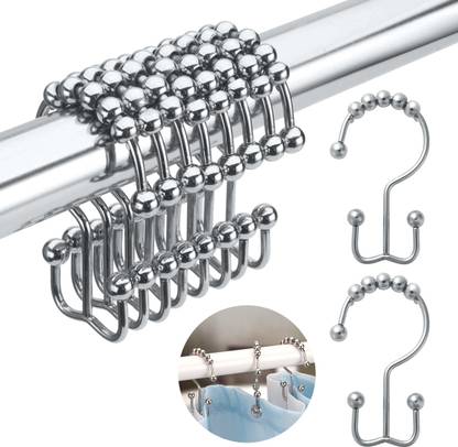 Hasthip Bathroom Curtain Rings Stainless Steel Hook For Curtains Rust Resistant Metal Double Hooks Rolling Shower Rods Set Of 10 In India Hasthip Bathroom Curtain Rings, Best Shower Curtain Hooks For Curved Rod