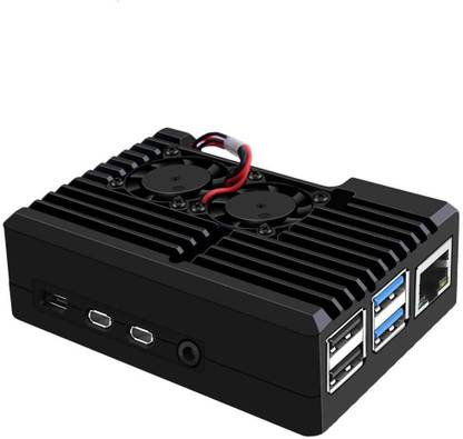 IDUINO Raspberry Pi 4 Armor Case with Dual Fan,Raspberry Pi 4 Passive Aluminum Alloy Case with Cooling Fan for Raspberry Pi 4 Model B (2510 Fan) Electronic Components Electronic Hobby Kit