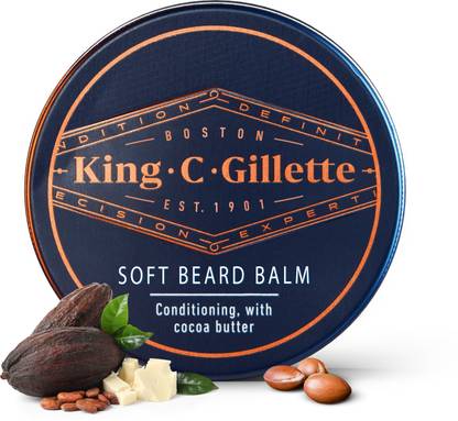 King C. Gillette Men's Soft Beard Balm, Deep Conditioning with Cocoa Butter, Argan Oil Beard Cream