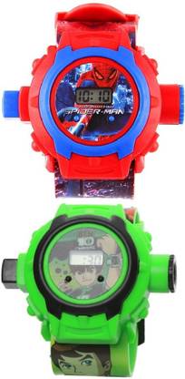 PuthaK Combo Spidy And Ben10 Projection-24 Image Projector Watch Learning Toy Pack Of - 2