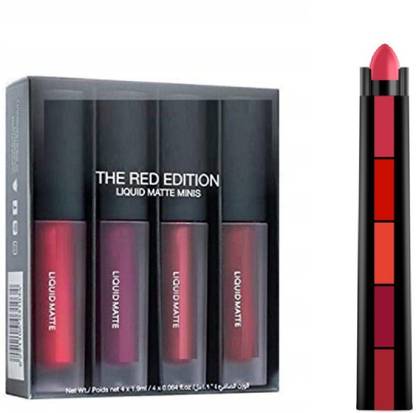 NYN HUDA Insta Beauty 5 in 1 Creamy Lipsticks + Liquid Matte Mini Lipsticks 4 Piece