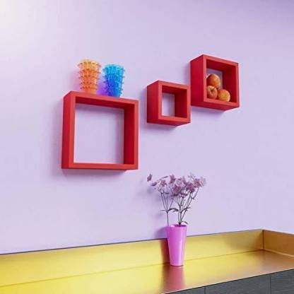 AN Craft Wall Shelf Square Shape Shelves MDF Set of 3 living room, bed room, wall decorative beautiful design, wall mounted, wall floating, wall hanging, Antique shelves MDF MDF (Medium Density Fiber) Wall Shelf
