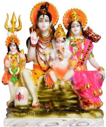 krishnagallery1 Shiv Parivar Marble Murti Marble Dust Imported Quality , Shiv Ji Murti , Laxmi Ganesh , Shivji , Shiv parvati , ( For Home Temple USe , Office Temple USe Pooja Item statue ) डेकोरेटिव शोपीस  -  36 cm