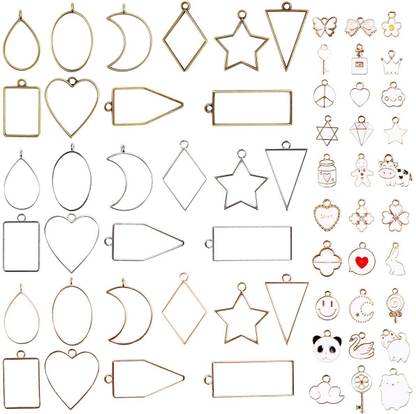 SHAFIRE 60 in 1 Set Resin Pendant Mould,Mini Frame Pendants,Lovely Pendants for Jewelry Making,Metal Resin Moulds for Jewellery?Multicolor?