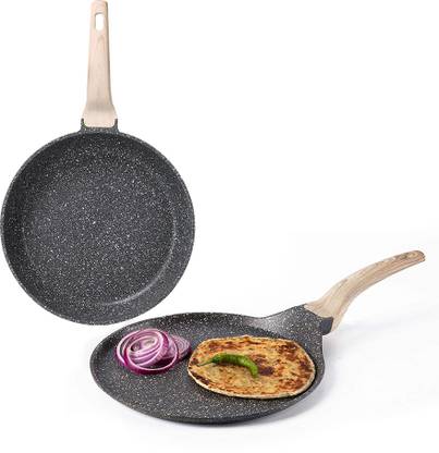 CaROTE Granite Non Stick Set Combo, Induction Cookware Set, 24cm Frying pan+Dosa Tawa Induction Bottom Non-Stick Coated Cookware Set