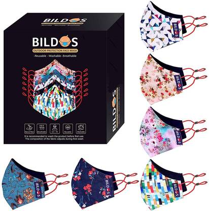 BILDOS 3 Layer Cotton Cloth mask 6 Pcs Designer Printed Crystal Floral Reusable Mask Reusable, Washable Cloth Mask With Melt Blown Fabric Layer