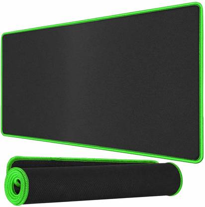 BigPlayer Large Size (600mm x 300mm x 2mm) Speed Type Extended Gaming Mouse Pad with Stitched Embroidery Edge, Premium-Textured Keyboard Desk Mat for Laptop/Computer- Black with Green Border Non Slip Base Mousepad