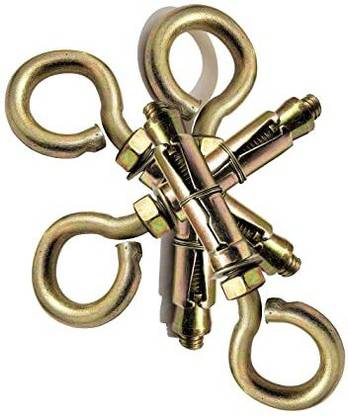 Trishul Nut & Bolt Set Round Close Brass Hook 8 mm Fasteners, pack of 8 Piece, Gold