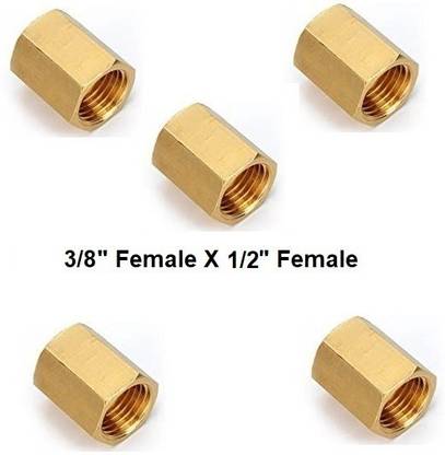 Meltec 3/8 Female to 1/2 Female Connector, Hex Coupler for Air hose, Pipe line, Hydraulic systems, Gardening, Plumbing, Gas Lines, Fuel Pipelines, Water Irrigation 1-Way Coupling Pipe Joint