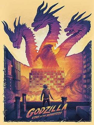 Godzilla Artwork Kaiju Fan Art Movies King Ghidorah Godzilla King Of The Monsters Matte Finish Poster Paper Print