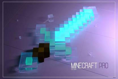 Minecraft Diamond Sword Minecraft Video Game ( Multicolor ) Matte Finish Poster Paper Print