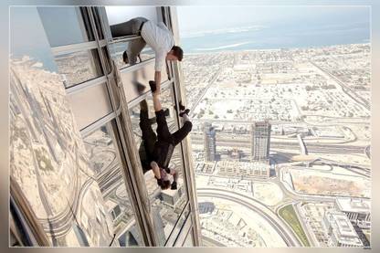 Tom Cruise On Burj Khalifa Matte Finish Poster Paper Print