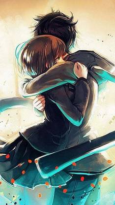 Anime Girl Boy Girl Boy Art Animation Romantic Matte finish Poster Paper Print