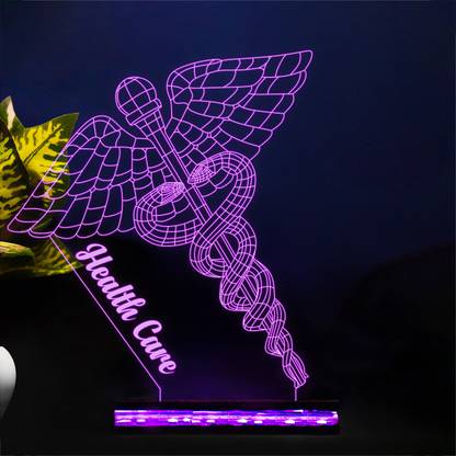 StarLaser 3D Caduceus Illusion Night Light Doctor Symbol Acrylic lamp with 16 Color Changing Light & Remote Control Table Lamp