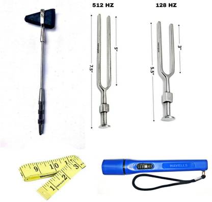 Book birds Knee Hammer, Tuning Fork 512,Tuning Fork 128,Measuring Tape,Pen Torch Medical Equipment Combo