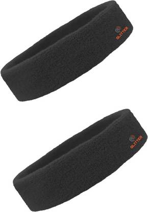 Glitter Workout Headband Moisture Wicking & Non-Slip Exercise for All Sports Games Set of 2 Black Head Band