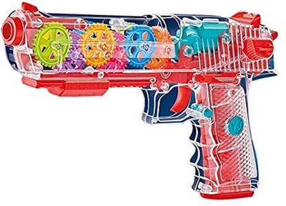 Skstore Musical Light Mechanical Gear Structure Gun Toy for Kids Music,Light and Gear Rotation Function