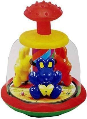 Shyam Creation Plastic push and spin toy || Spinner Push N Spin Toy || Multicolour || Random design