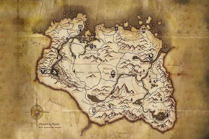Smoky Design the elder scrolls v skyrim map video games Wallpaper, Poster