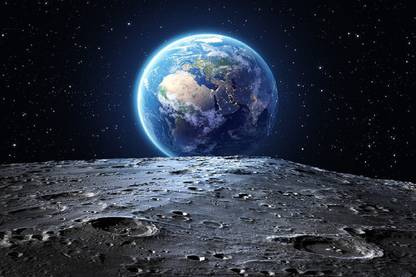 Smoky Design space earth moon milky way Wallpaper, Poster