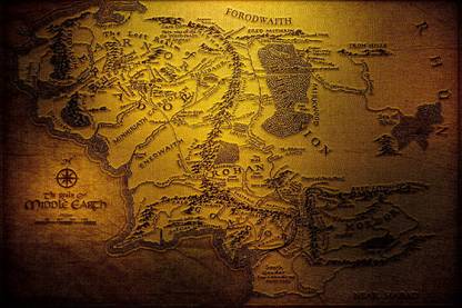 Smoky Design the lord of the rings map middle earth hd Wallpaper, Poster