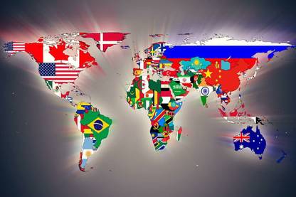 Smoky Design flags life countries world map Wallpaper, Poster