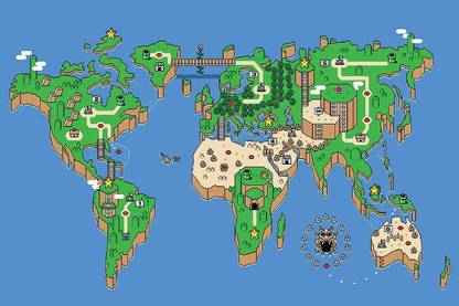 Smoky Design map super mario snes retro games Wallpaper, Poster