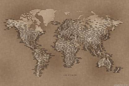 Smoky Design map world map Wallpaper, Poster