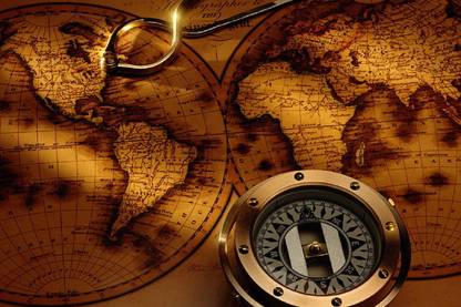 Smoky Design map compass map antique Wallpaper, Poster