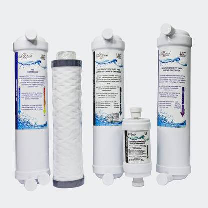 Ellonix RO Universal Kit With Post Carbon Mineral Cartridge (Sediment Filter + Pre Carbon Block Filter + CSM RO Membrane Filter + Post Carbom/Mineral Filter) With Pre Filter Spun & Connectors - Filters For All Type of Water Purifier Solid Filter Cartridge