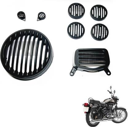 SRPHERE Plastic Grill for Royal Enfield Bullet Standard 350 & Royal Enfield Standard 500 (Set of 8) - 1 Headlight Grill 1 Tail Light Grill 2 Parking Light Grills 4 Indicator Grills- All Models Bike Headlight Grill