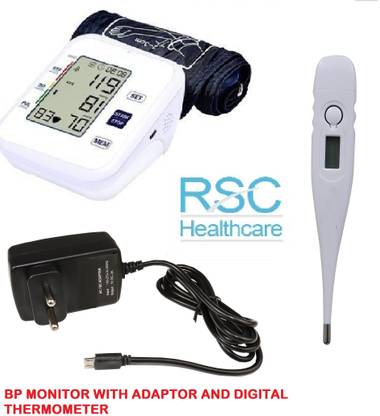rsc healthcare RSC-001 Automatic Digital Blood Pressure Monitor with LCD Display WITH AC ADEPTOR ( 3.1 AMP ) 3 YEAR WARRANTY ( Made In India ) Bp Monitor