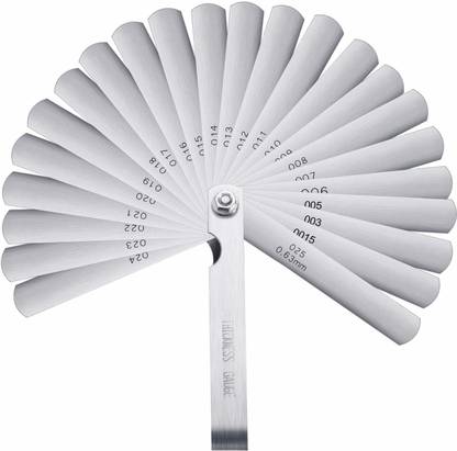 uptodatetools Stainless Steel Feeler Gauge Dual Marked Metric and Imperial Gap Measuring Tool (0.0015/0.04-0.025/0.63 mm, 26 Blades) Marking Gauge