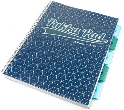 Pukka Pad A4 Size Dark Blue Glee Project 5 Subject Line Book Notepad Notebook Diary Ruled, 200 pages, Micro Perforated, 80gsm, Spiral Side Bound, Clear Polyprop Cover, Re-Positionable Dividers With Storage Pockets A4 Organizer Ruled 200 Pages
