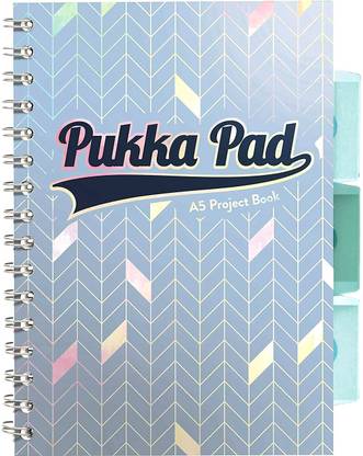 Pukka Pad A5 Size Light Blue Glee Project Book 3 Subject Line Notepad Notebook Diary Ruled, 200 pages, Micro Perforated, 80gsm, Spiral Side Bound, Clear Polyprop Cover, Re-Positionable Dividers With Storage Pockets A5 Organizer Ruled 200 Pages