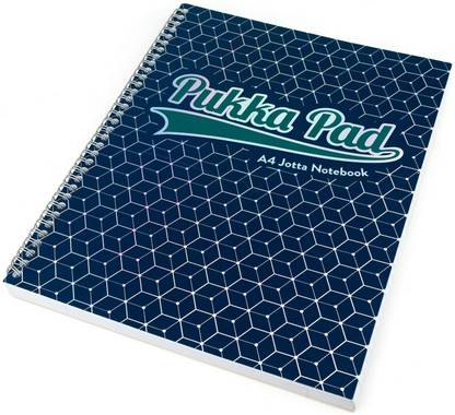 Pukka Pad A4 Size Dark Blue Glee Jotta Notepad Notebook Diary Ruled with Margin, 200 pages, Micro Perforated, 80gsm, Spiral Silver Twin Wire, Card Cover, 4 Hole Punched A4 Note Book Ruled 200 Pages