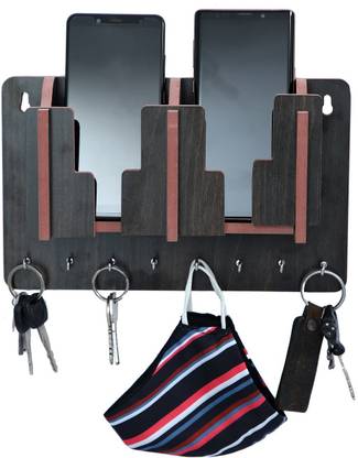 VK ASSOCIATES 1 Compartments Wooden Mobile Stand With Key holder|Wall mounted Holder| key organizer|Key Holder|