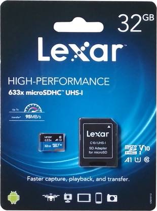Lexar LSDM132GBBAP633A HIGH-PERFORMANCE 633X MICROSDHC 32 GB MicroSD Card Class 10 95 MB/s  Memory Card Compatible with Computer, Mobile, Tablet