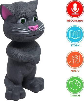 migwow Talking Tom Cat with Recording, Music, Story and Touch Functionality, Voice, Stories and Songs Toy
