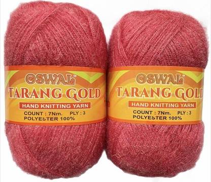 JEFFY Oswal Tarang Gold Knitting Wool Yarn, Soft Tarang Gold Feather Wool Ball Gajri 400 gm Best Used with Knitting Needles, by Oswal Shade no-9