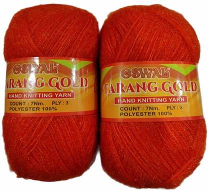 JEFFY Oswal Tarang Gold Knitting Wool Yarn, Soft Tarang Gold Feather Wool Ball Orange 600 gm Best Used with Knitting Needles, by Oswal Shade no-21