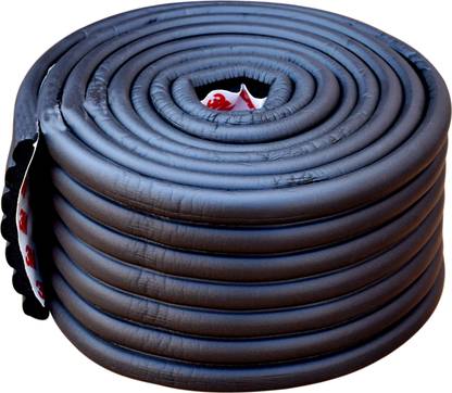 The Little Lookers Baby Proofing Edge Guard Roll| Child Safety Edge/Corner Protector| Soft Foam Bumper Guard | 2 metre/ 6.5 ft Pre-Taped Extra Wide Strip (Black, 2 metre/ 6.5 ft (Pack of 1))