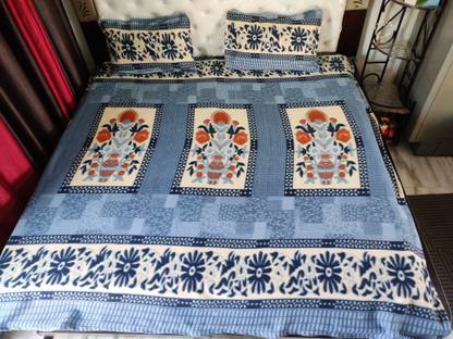 JVB Microfiber Double Flat 254 TC Floral Bedsheet