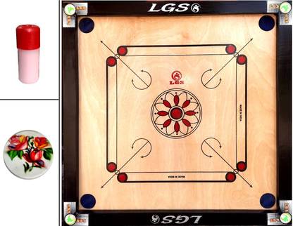 LGS Carrom Board Game 26 inch Free Coinset,1 Stricker,CRM Powder CM11 66.4 cm Carrom Board